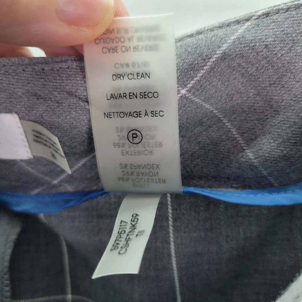 NWT Calvin Klein 2 Piece Gray White Plaid Suit Jacket & Pants w Belt Size 16 - Picture 14 of 16